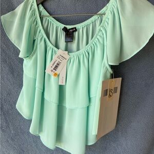 Bloomingdale's Aqua Layered Blouse